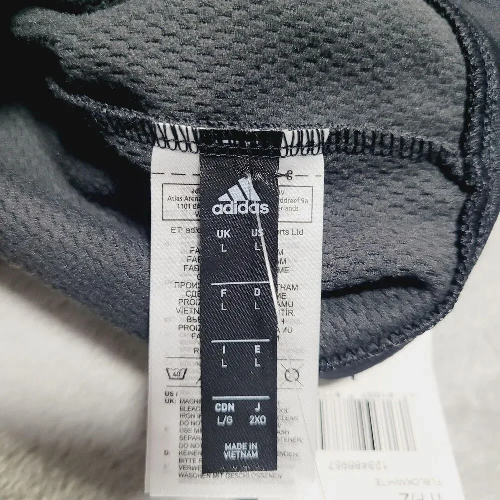 Adidas Hoodie Mens Large Black ClimaWarm Full Zip Logo Thermal Athletic